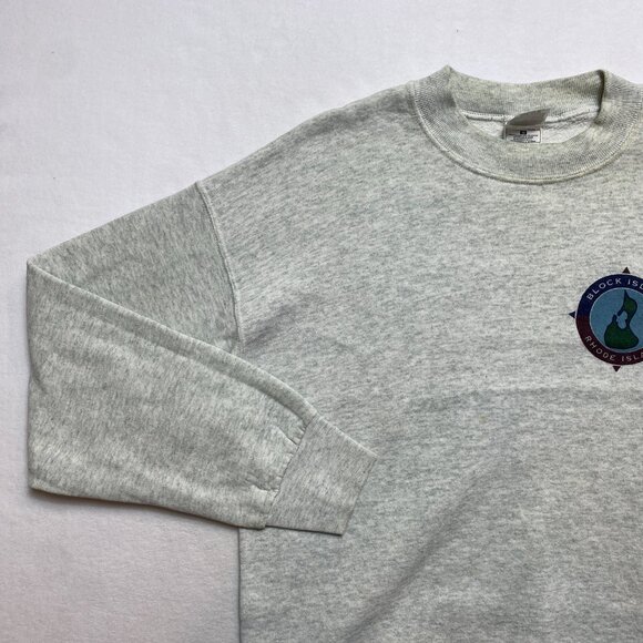 Vintage Block Island Rhode Island Sweatshirt Men's L Gray Pullover Y2K - Picture 6 of 13